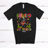MacnyStore - Personalized Cinco De Mayo; Joyful Custom Name Mexican Sugar Skeleton Playing Guitar T-Shirt