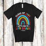 MacnyStore - Personalized Class Of 2025 Rock 2nd Grade; Joyful Back To School Rainbow; Custom Name Students T-Shirt