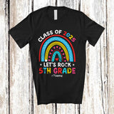 MacnyStore - Personalized Class Of 2025 Rock 5th Grade; Joyful Back To School Rainbow; Custom Name Students T-Shirt