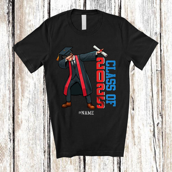 MacnyStore - Personalized Class Of 2025; Joyful Graduation Seniors Dabbing Boy; Custom Name Men Graduate T-Shirt