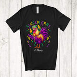 MacnyStore - Personalized Cluckdi Gras; Joyful Mardi Gras Masked Beads Chicken; Custom Name Festival Parades T-Shirt
