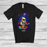 MacnyStore - Personalized Cockatiel Sunglasses Disco Playing Rock Guitar; Amusing Custom Name Guitarist Music T-Shirt