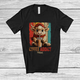 MacnyStore - Personalized Coffee Addict; Lovely Custom Name Highland Cow Drinking Coffee; Farmer Vintage Retro T-Shirt
