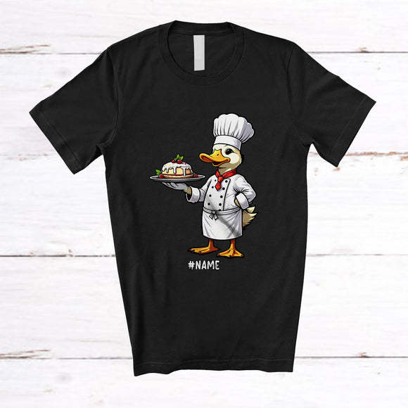 MacnyStore - Personalized Cooking Duck Chef Cook; Lovely Custom Name Lunch Lady Chef Farmer T-Shirt