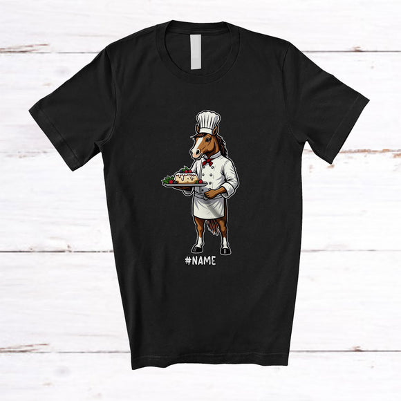 MacnyStore - Personalized Cooking Horse Chef Cook; Lovely Custom Name Lunch Lady Chef Farmer T-Shirt