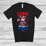 MacnyStore - Personalized Corgi Blessed America; Lovely 4th Of July Custom Name Corgi Women; Patriotic T-Shirt