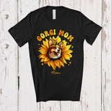 MacnyStore - Personalized Corgi Mom; Amazing Mother's Day Custom Name Corgi Owner; Sunflower T-Shirt