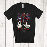 MacnyStore - Personalized Couple Goose Dancing; Joyful 4th Of July Custom Name Patriotic Goose Lover T-Shirt