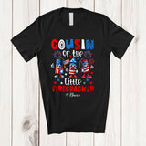 MacnyStore - Personalized Cousin Of The Little Firecracker; Joyful 4th of July Birthday Custom Name Patriotic T-Shirt