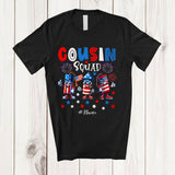 MacnyStore - Personalized Cousin Squad; Joyful 4th of July Birthday 3 Firecrackers; Custom Name Patriotic T-Shirt