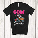 MacnyStore - Personalized Cow Grandma; Humorous Mother's Day Cow On Trailer Tractor; Custom Name Farmer T-Shirt