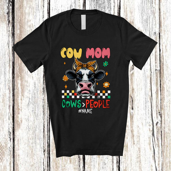 MacnyStore - Personalized Cow Mom; Joyful Mother's Day Flowers Custom Name Cow Farmer; Family T-Shirt