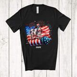 MacnyStore - Personalized Cow Riding Firecracker American Flag; Amazing 4th Of July Custom Name Patriotic T-Shirt