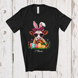 MacnyStore - Personalized Cow Sunglasses Eating Carrot; Lovely Easter Custom Name Farmer; Farm Eggs Hunt T-Shirt