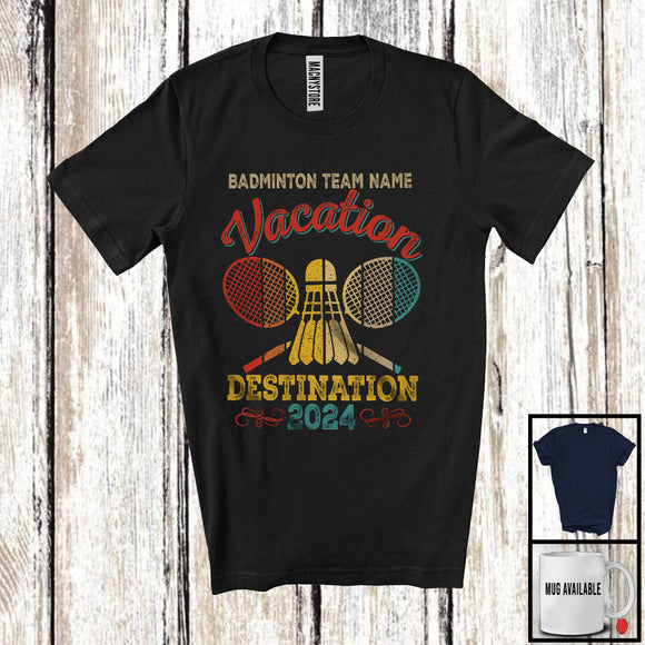MacnyStore - Personalized Custom Badminton Team Name Vacation, Cool Vintage Summer Sport Trip 2024 T-Shirt
