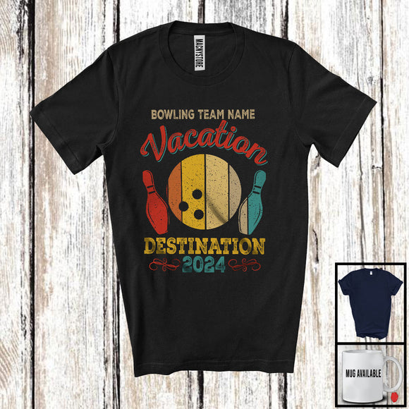 MacnyStore - Personalized Custom Bowling Team Name Vacation, Cool Vintage Summer Sport Trip 2024 T-Shirt