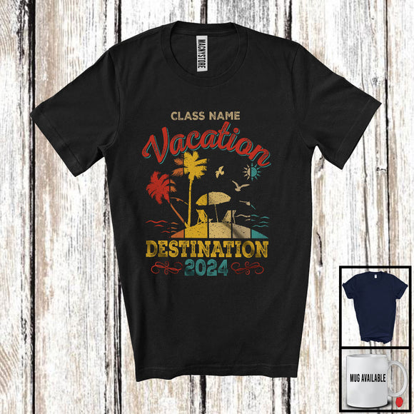 MacnyStore - Personalized Custom Class Name Vacation, Cool Vintage Summer Matching Family Trip 2024 T-Shirt