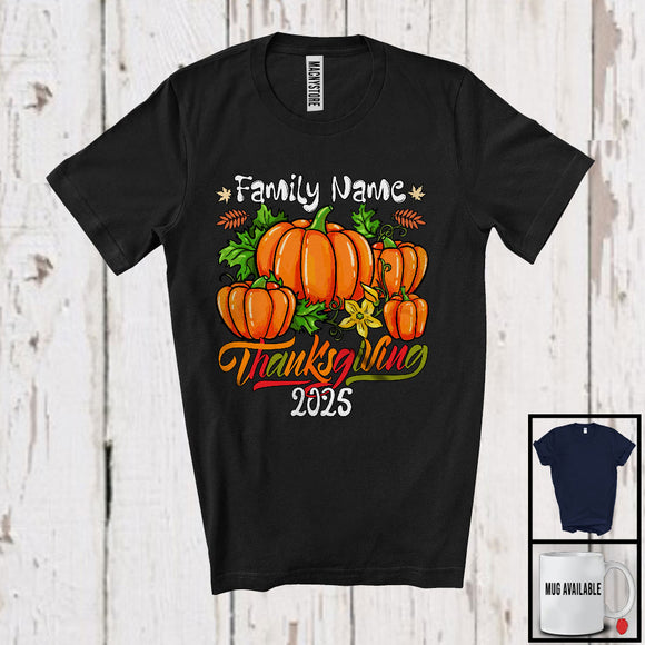 MacnyStore - Personalized Custom Family Name Thanksgiving 2025; Awesome Autumn Fall Pumpkins; Family T-Shirt