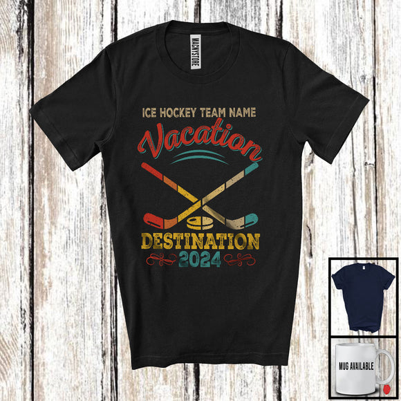 MacnyStore - Personalized Custom Ice Hockey Team Name Vacation, Cool Vintage Summer Sport Trip 2024 T-Shirt