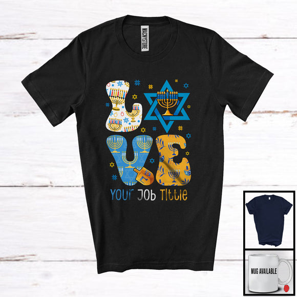 MacnyStore - Personalized Custom Job Title LOVE; Awesome Hanukkah Menorah Lover; Family Group T-Shirt