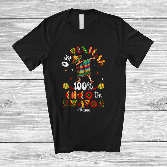 MacnyStore - Personalized Custom Name 0% Mexican 100% Cinco De Mayo; Joyful Groovy Girl Dabbing T-Shirt