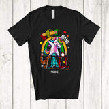 MacnyStore - Personalized Custom Name 100 Days Y'all; Wonderful 100th Day Of School Dabbing Unicorn; Plaid Rainbow T-Shirt