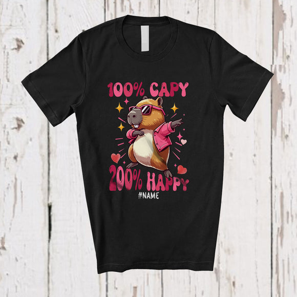 MacnyStore - Personalized Custom Name 100' Capy 200' Happy; Adorable Capybara Rodent; Girls Family T-Shirt