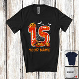 MacnyStore - Personalized Custom Name 15th Birthday; Scary Carved Pumpkin Halloween; Family Group T-Shirt