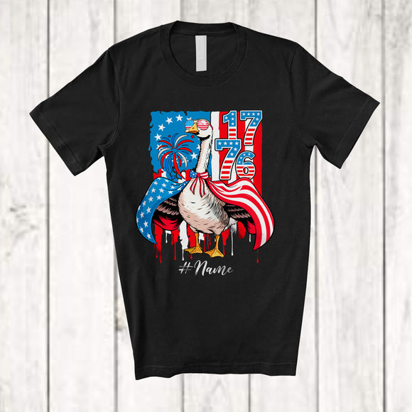 MacnyStore - Personalized Custom Name 1776; Awesome 4h Of July Patriotic Goose American Flag; Farmer T-Shirt