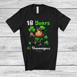 MacnyStore - Personalized Custom Name 18 Years of Shenanigans; Joyful St. Patrick's Day 18th Birthday Family T-Shirt