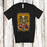 MacnyStore - Personalized Custom Name 1st Grade Teacher; Scary Halloween Skeleton Tarot Card Yoga Workout T-Shirt