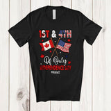 MacnyStore - Personalized Custom Name 1st & 4th Of July Independence Day; Proud Canadian US Flag; Patriotic T-Shirt