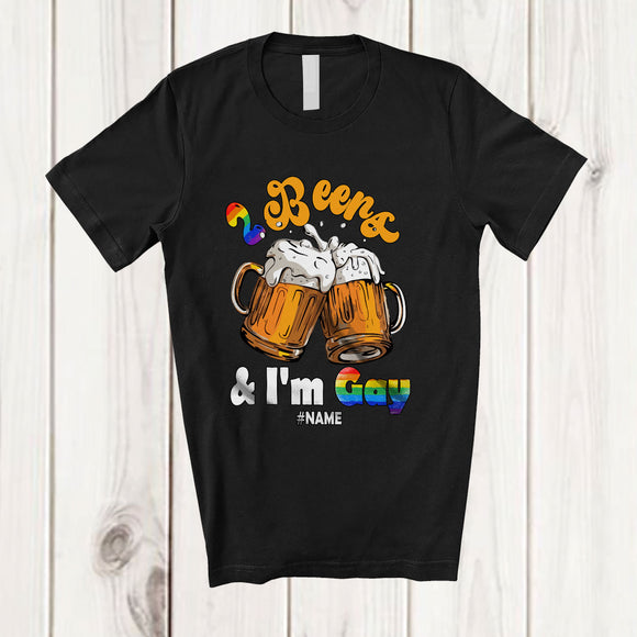 MacnyStore - Personalized Custom Name 2 Beers & I'm Gay; Humorous LGBTQ Month Beer Drinking Drunker T-Shirt