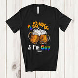 MacnyStore - Personalized Custom Name 2 Beers & I'm Gay; Humorous LGBTQ Month Beer Drinking Drunker T-Shirt