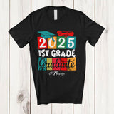 MacnyStore - Personalized Custom Name 2025 1st Grade Graduate; Lovely Summer Vacation Last Day Of School T-Shirt