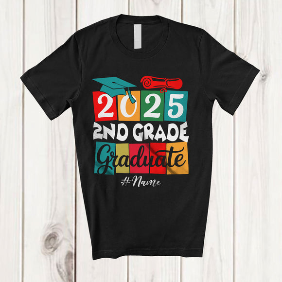 MacnyStore - Personalized Custom Name 2025 2nd Grade Graduate; Lovely Summer Vacation Last Day Of School T-Shirt