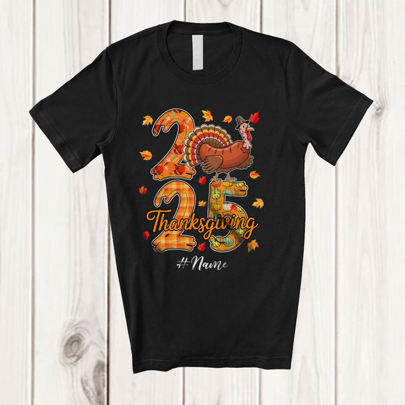 MacnyStore - Personalized Custom Name 2025 Thanksgiving; Lovely Fall Leaf Sausage Turkey; Food Family T-Shirt