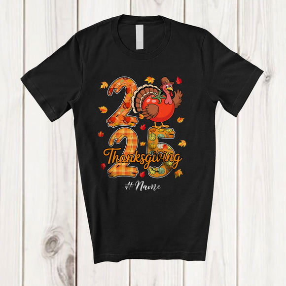 MacnyStore - Personalized Custom Name 2025 Thanksgiving; Lovely Fall Leaf Tomato Turkey; Fruit Vegan T-Shirt