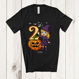 MacnyStore - Personalized Custom Name 2nd Birthday Witch; Amazing Halloween 2 Years Old Pumpkin; Family T-Shirt