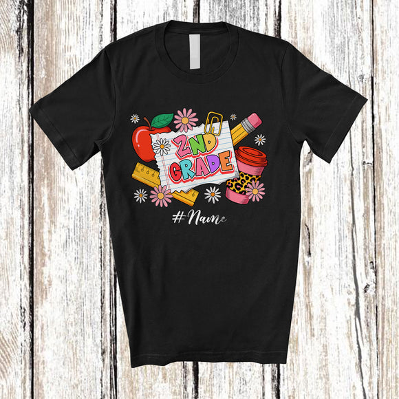 MacnyStore - Personalized Custom Name 2nd Grade; Lovely First Day Of School Tools Coffee; Students Teacher T-Shirt