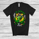 MacnyStore - Personalized Custom Name 3 Parrots Drinking Margarita; Lovely St. Patrick's Day Horseshoe T-Shirt