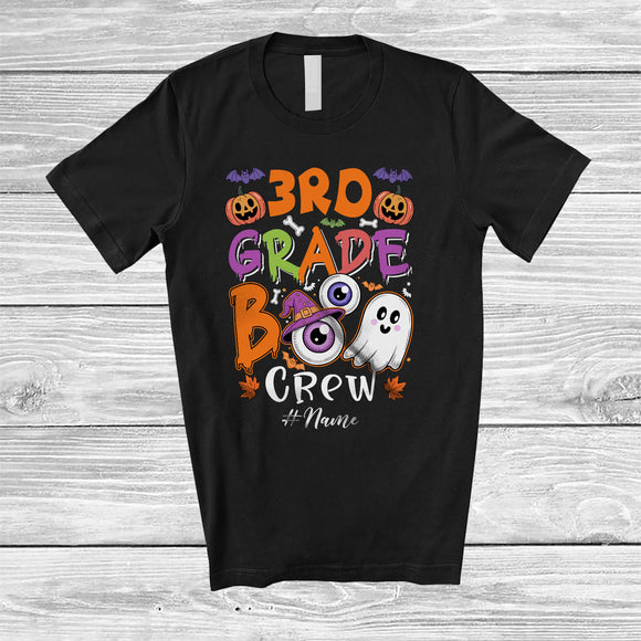 MacnyStore - Personalized Custom Name 3rd Grade Boo Crew; Lovely Halloween Ghost Witch; Students Teacher T-Shirt