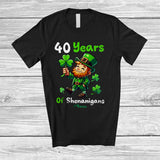 MacnyStore - Personalized Custom Name 40 Years of Shenanigans; Joyful St. Patrick's Day 40th Birthday Family T-Shirt
