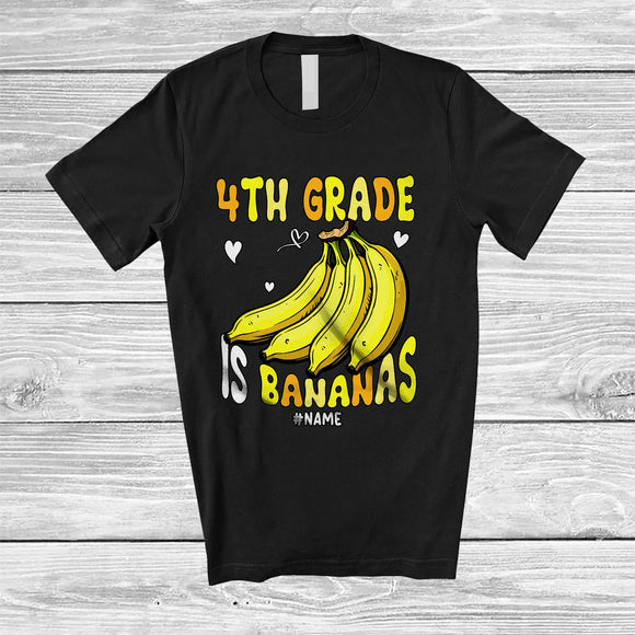 MacnyStore - Personalized Custom Name 4th Grade Is Bananas; Humorous Back To School Banana Fruit Teacher T-Shirt