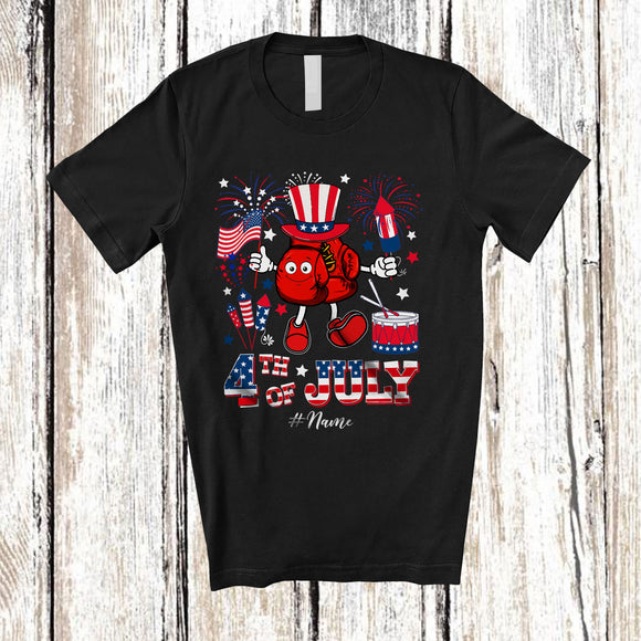 MacnyStore - Personalized Custom Name 4th Of July Boxing USA Flag; Joyful Custom Name Player; Patriotic T-Shirt