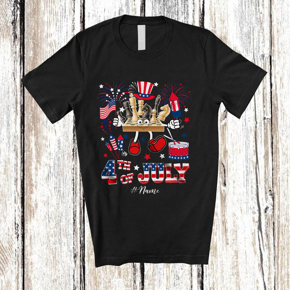 MacnyStore - Personalized Custom Name 4th Of July Chess USA Flag; Joyful Custom Name Player; Patriotic T-Shirt