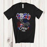 MacnyStore - Personalized Custom Name 4th Of July Crew; Cheerful American Flag Fireworks; Patriotic T-Shirt