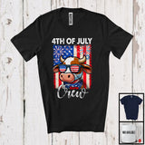 MacnyStore - Personalized Custom Name 4th Of July Crew, Lovely Cow Farmer Lover, American Flag Patriotic T-Shirt