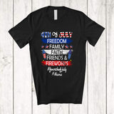 MacnyStore - Personalized Custom Name 4th Of July Freedom Family; Joyful American Flag Firework; Patriotic T-Shirt