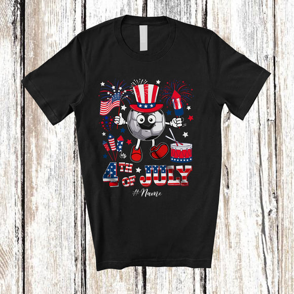 MacnyStore - Personalized Custom Name 4th Of July Soccer USA Flag; Joyful Custom Name Player; Patriotic T-Shirt